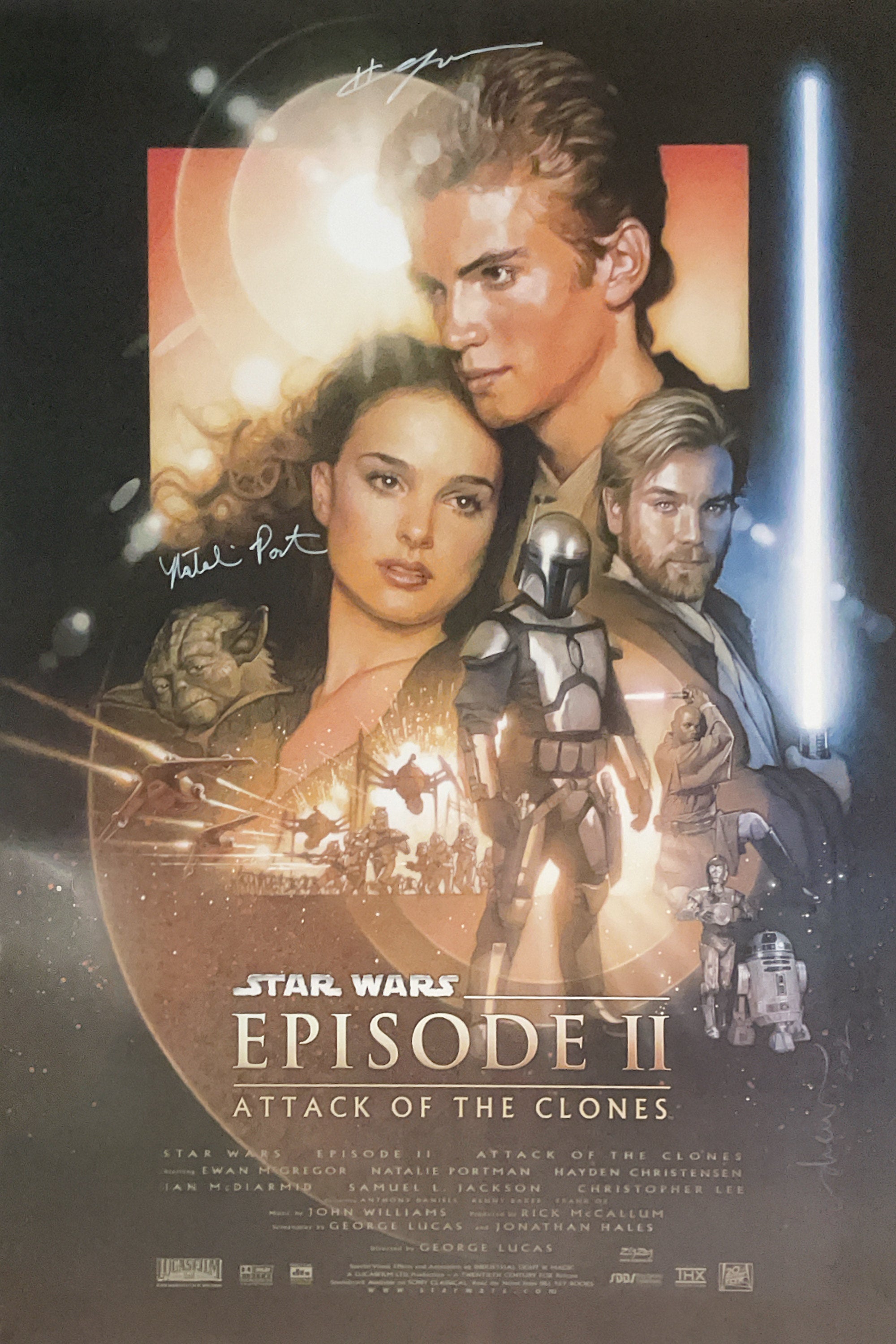 Natalie Portman & Hayden Christensen Signed Star Wars: Episode II Poster - SWAU Authenticated - SWAU