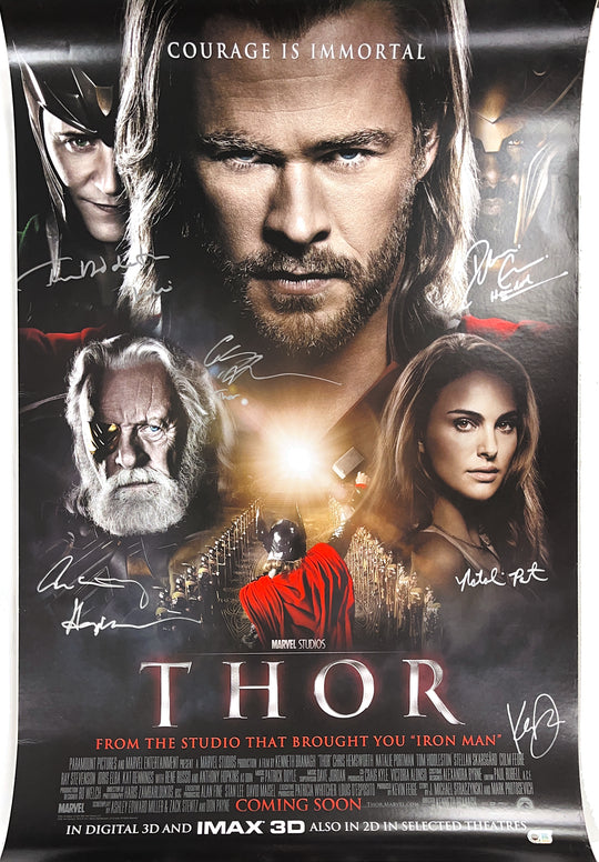 Thor Multi-Signed Cast Linen Backed Poster - SWAU Authenticated