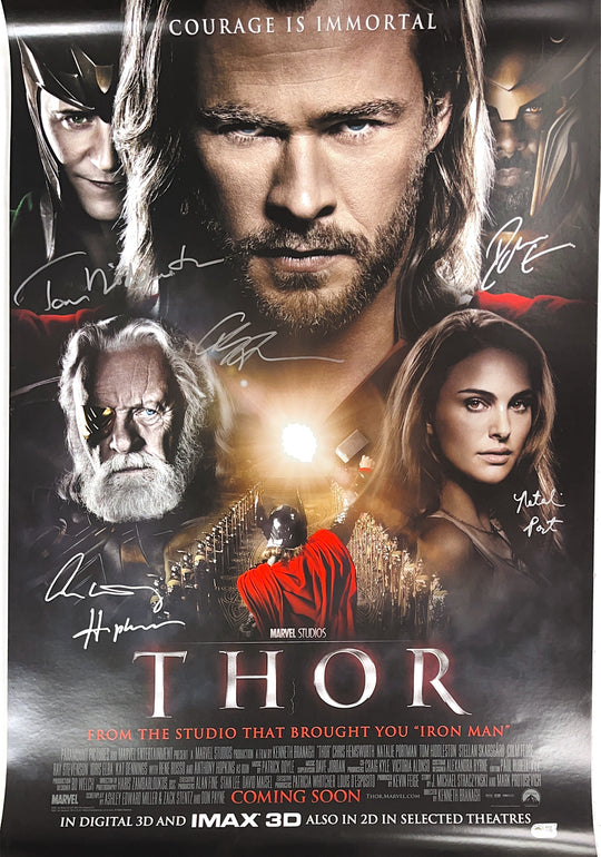 Thor Multi-Signed Cast Linen Backed Poster - SWAU Authenticated