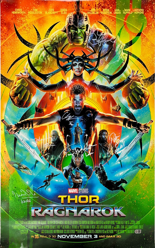 Thor Ragnarok Multi-Signed Cast Poster - SWAU Authenticated