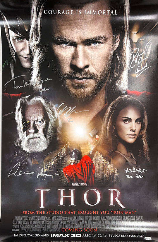 Thor Multi-Signed Cast Linen Backed Poster - SWAU Authenticated