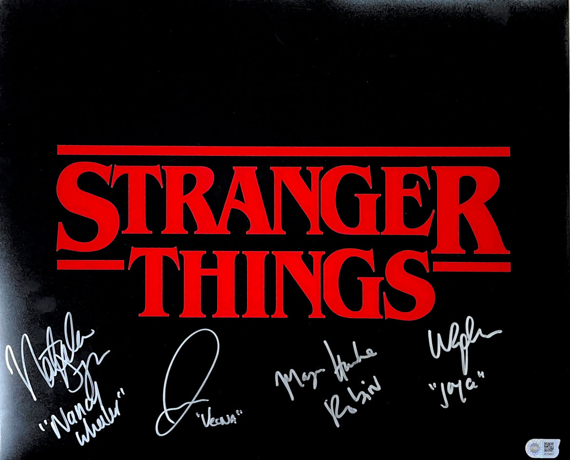 Winona Ryder, Maya Hawke, Natalia Dyer, & Jamie Campbell Bower Signed 16x20 Photo - SWAU Authenticated - SWAU