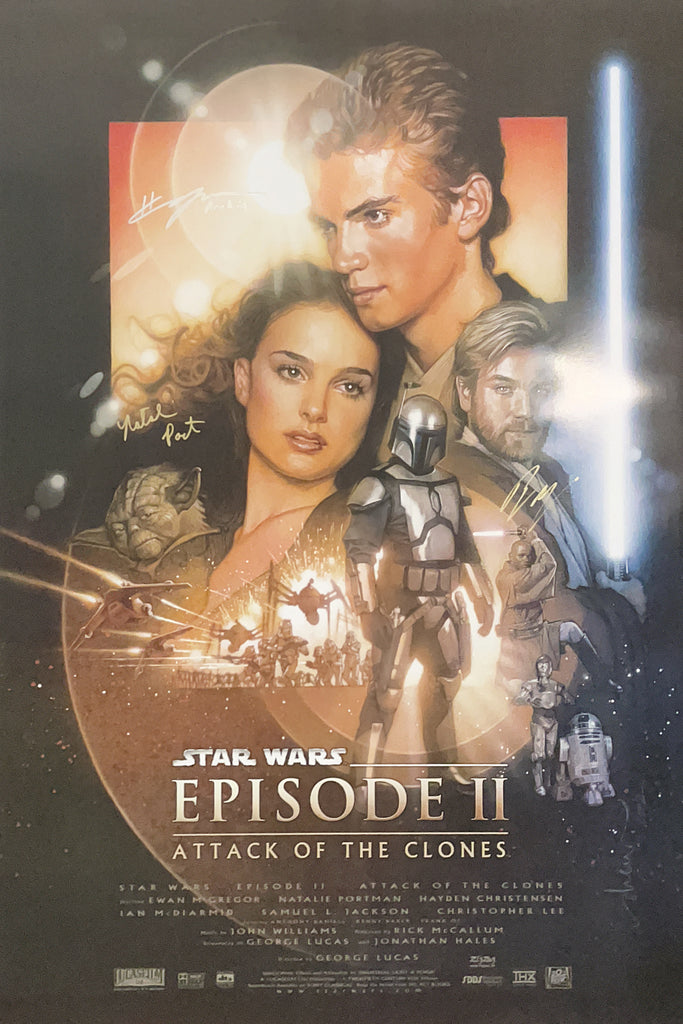 Natalie Portman & Hayden Christensen & Ewan McGregor Signed Star Wars: Episode II Poster - SWAU Authenticated