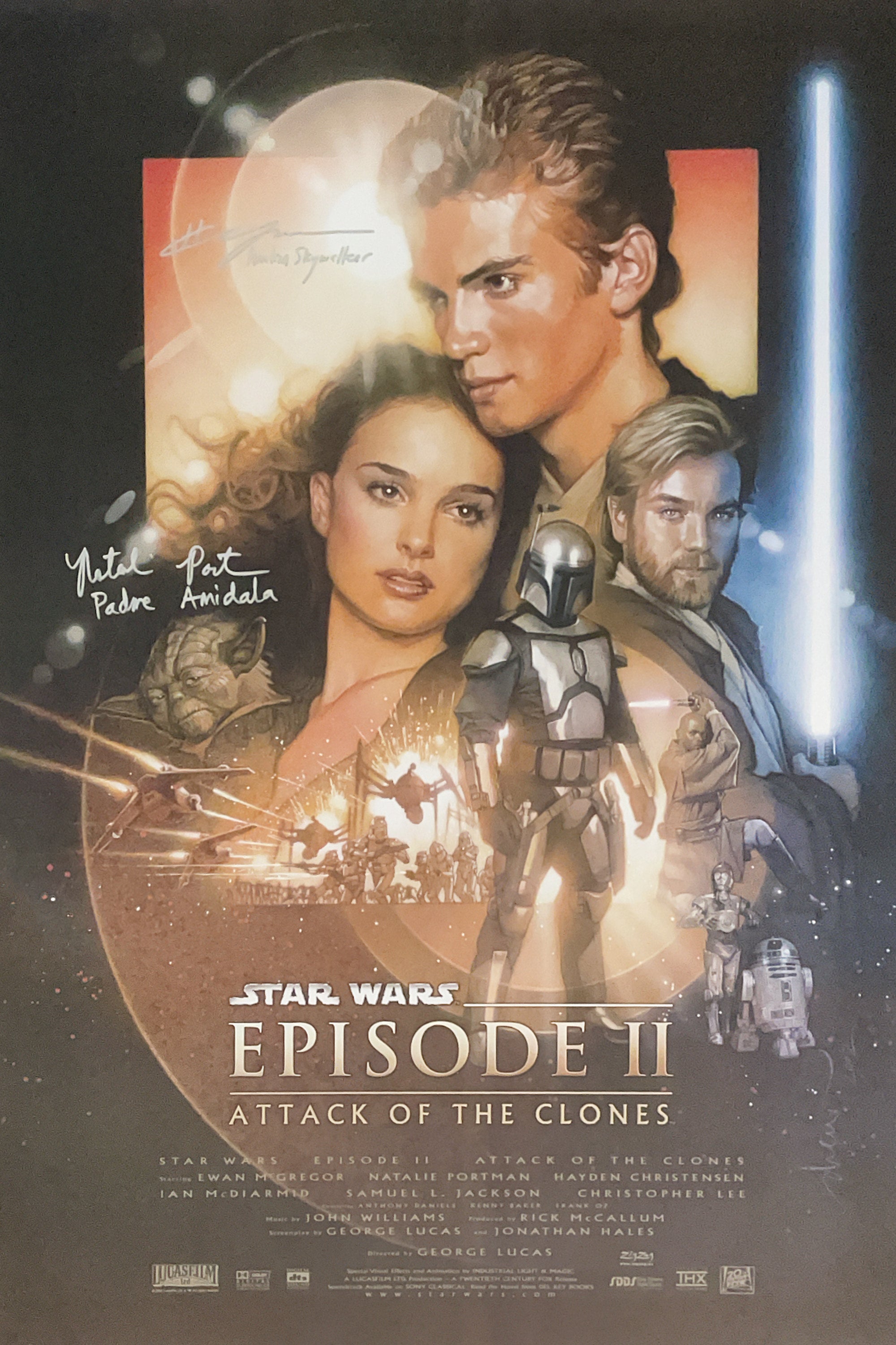 Natalie Portman & Hayden Christensen Signed Star Wars: Episode II Poster - SWAU Authenticated - SWAU